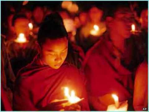 Chanting Buddhist Tibetan monks from the Maitri Vihar Monastery